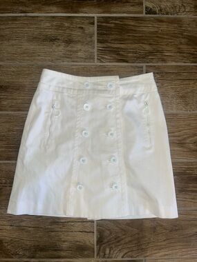 Dolce & Gabbana White Double-Breasted Mini Skirt with Zip Pockets